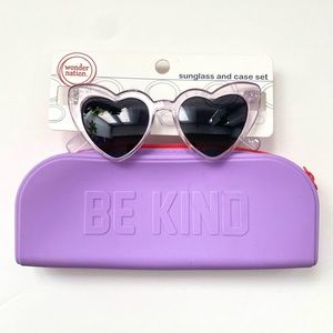 Teens Heart Sunglasses with Be Kind Case - Supercute! Great Gift